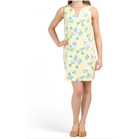 Cynthia Rowley Pink Yellow Lemon Fruit Print Sleeveless Shift Mini Dress Size 4 - Picture 1 of 9